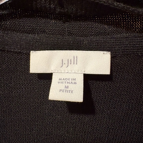 J. Jill cardigan asymmetrical hemline open front women’s Petite M black - Picture 2 of 12